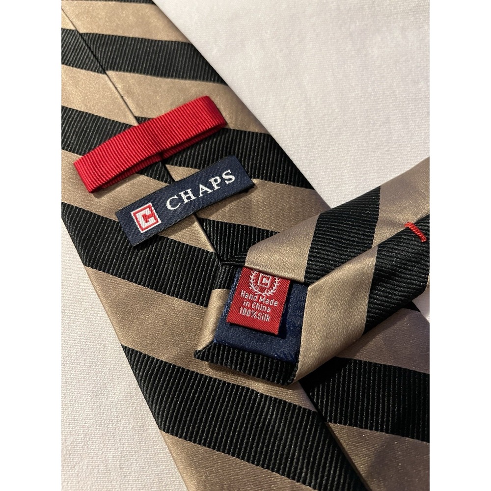 Chaps	Gold Navy Stripes Twill Woven Repp	100% Silk	Tie Necktie
